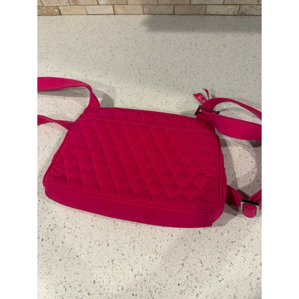 Vera Bradley Hot Pink Messenger Crossbody Travel Bag Organizer Purse Adjustable